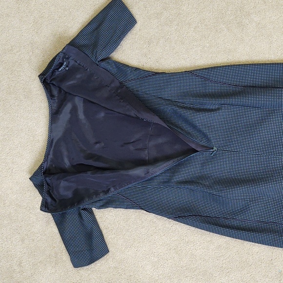 EUC Lafayette 148 navy blue dot midi dress - Picture 7 of 7